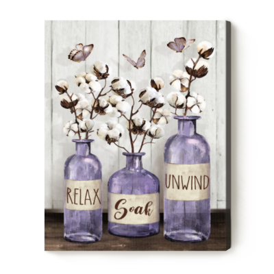 Farmhouse Bathroom Wall Art, Bathroom Wall Decor, Relax Soak Unwind Sign, Rustic Bathroom