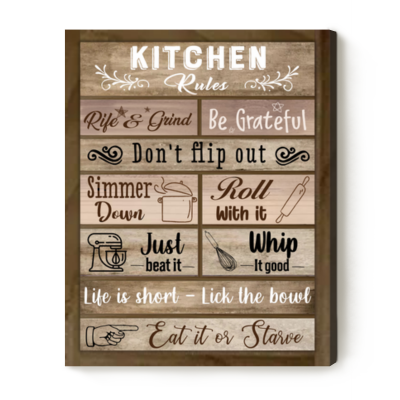 Kitchen Rules Signs, Kitchen Wall Art,  Kitchen Wall Decor, Farmhouse Cafe, Restaurant, Bar, or Workplace Display, Great Housewarming Gift