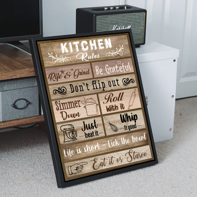Kitchen Rules Signs, Kitchen Wall Art, Kitchen Wall Decor, Farmhouse Cafe, Restaurant, Bar, or Workplace Display, Great Housewarming Gift