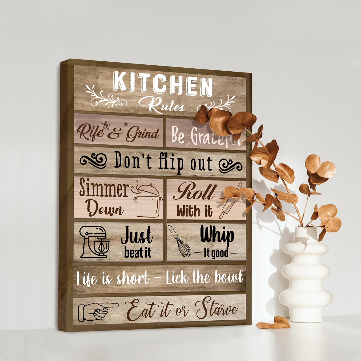 Kitchen Rules Signs, Kitchen Wall Art, Kitchen Wall Decor, Farmhouse Cafe, Restaurant, Bar, or Workplace Display, Great Housewarming Gift