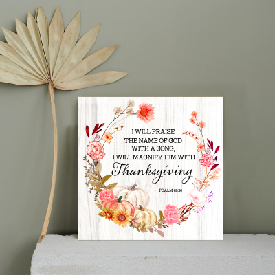 Thanksgiving Bible Verse Wall Art, Wreath Printable Wall Art, Autumn Scripture Print Canvas, Thanksgiving Gift