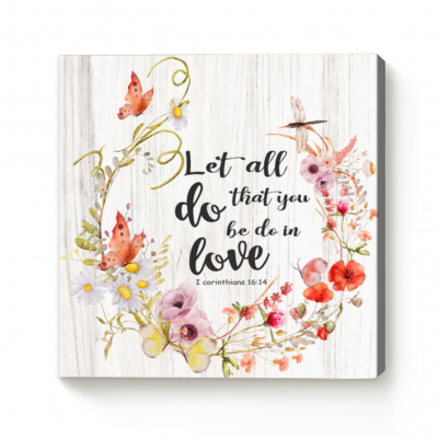Bible Verse Wall Art, Wreath Floral Canvas Art, Scripture Canvas Print, Christian Floral Print, Christian Wall Decor