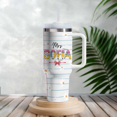 Personalized Teacher Back To School Gift, Custom Teacher Tumbler with Handle, End Of Year Christmas Teacher Gifts, Teacher Appreciation Gift