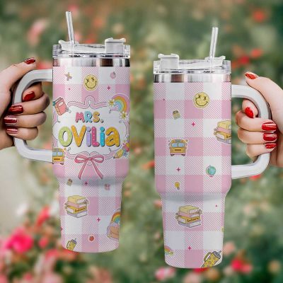 Custom Teacher 40 Oz Tumbler With Name, Personalized Teacher Gifts, Teacher Appreciation Gifts, Back To School Gift, End of Year Gift
