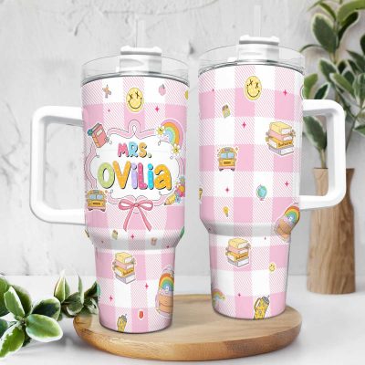 Custom Teacher 40 Oz Tumbler With Name, Personalized Teacher Gifts, Teacher Appreciation Gifts, Back To School Gift, End of Year Gift