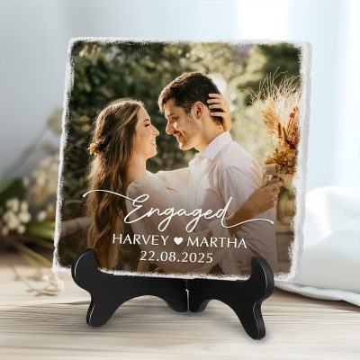 Engagement Gifts for Couple, Engagement Keepsake Present Fiancé, Engagement Photo Gift, Personalized Engaged Photo Ceramic Tile