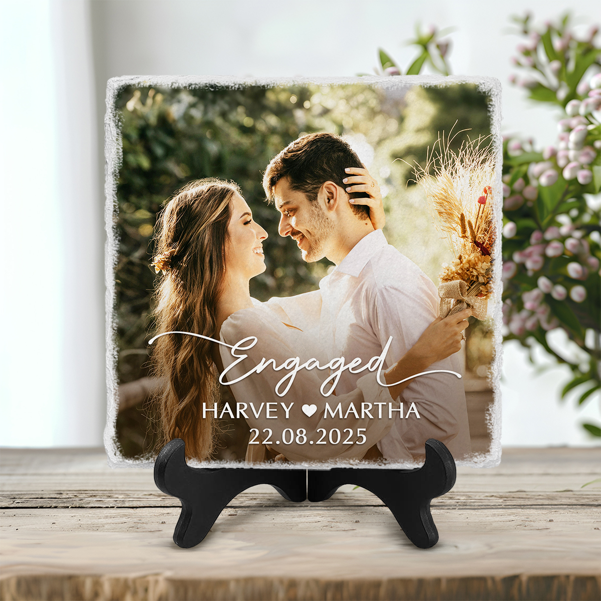 Engagement Gifts for Couple, Engagement Keepsake Present Fiancé, Engagement Photo Gift, Personalized Engaged Photo Ceramic Tile