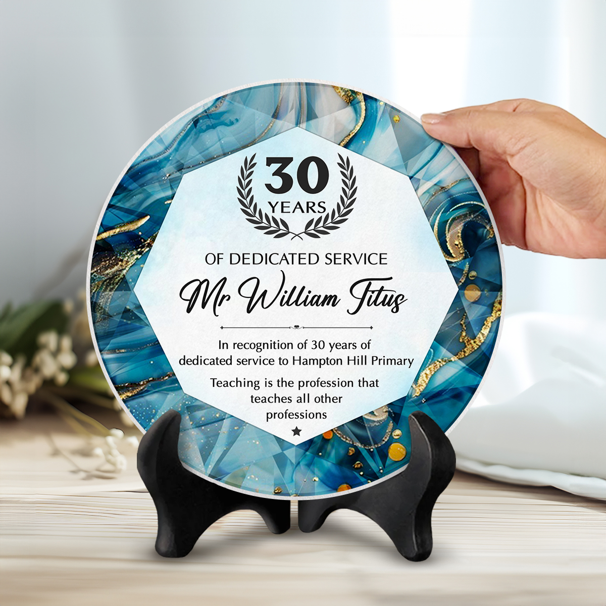 Personalized Ceramic Tile Employee Award, Retirement Appreciation Gifts, For Manager, Staff, Retirement Custom Award Plaque, Long Service Award