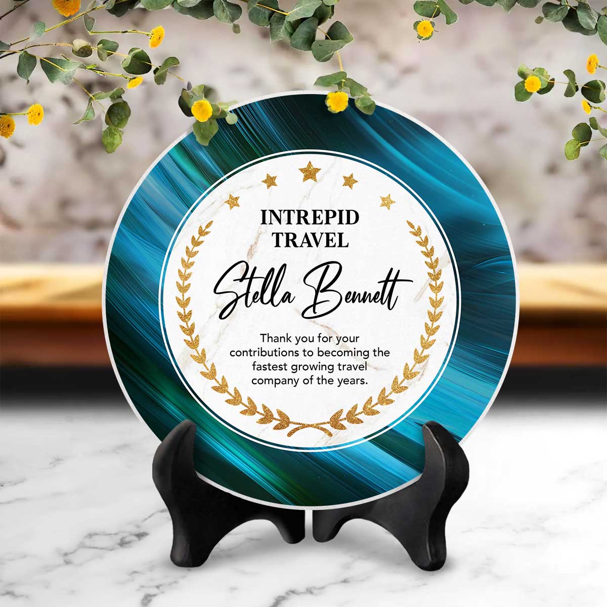 Personalized Employee Award, Customized Circle Ceramic Award Trophy Plaque, Retirement Appreciation, Retirement Award Plaque