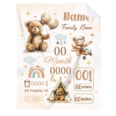 Personalized Birth Stats Baby Blanket, Birth Announcement Blanket, Baby Keepsake, Newborn Baby Gift, Baby Shower Blanket, Birth Stats Gift