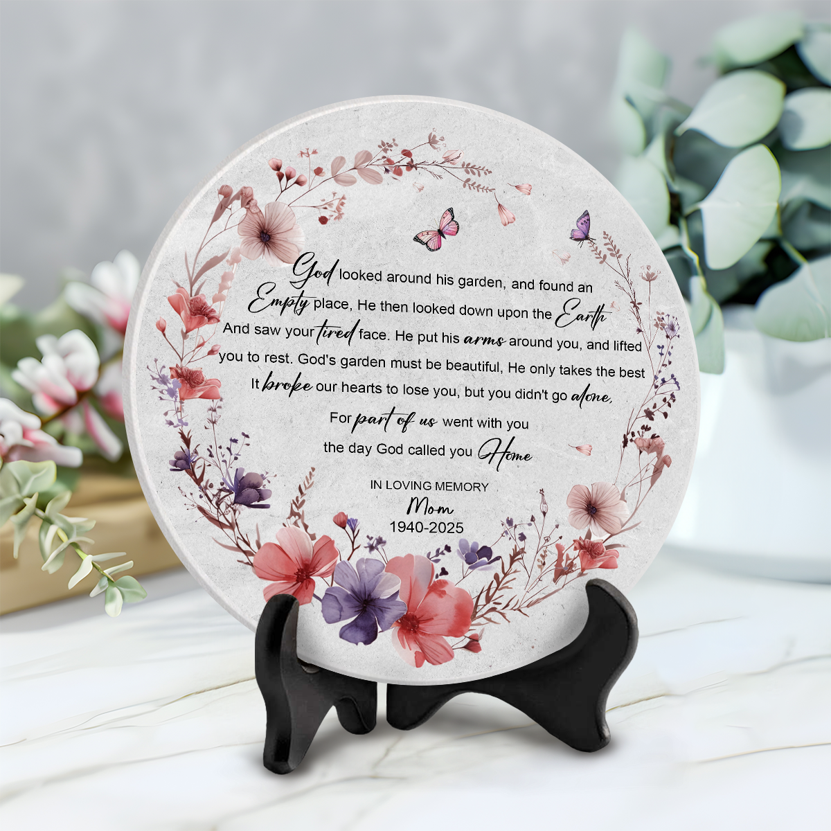 Garden Stone Sympathy Gift, Slate Grave Marker, Memory Keepsakes, Bereavement Gift, Grave Decoration, Personalized Gods Garden Tile