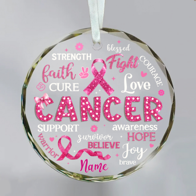 Breast Cancer Awareness Personalized Ornament, Pink Ribbon Ornament, Breast Cancer Awareness Gift, Breast Cancer Ornament