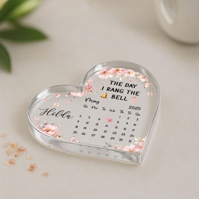 Personalized Calendar Acrylic Plaque – End of Chemo, Mastectomy Recovery Gifts, Ring the Bell Keepsake