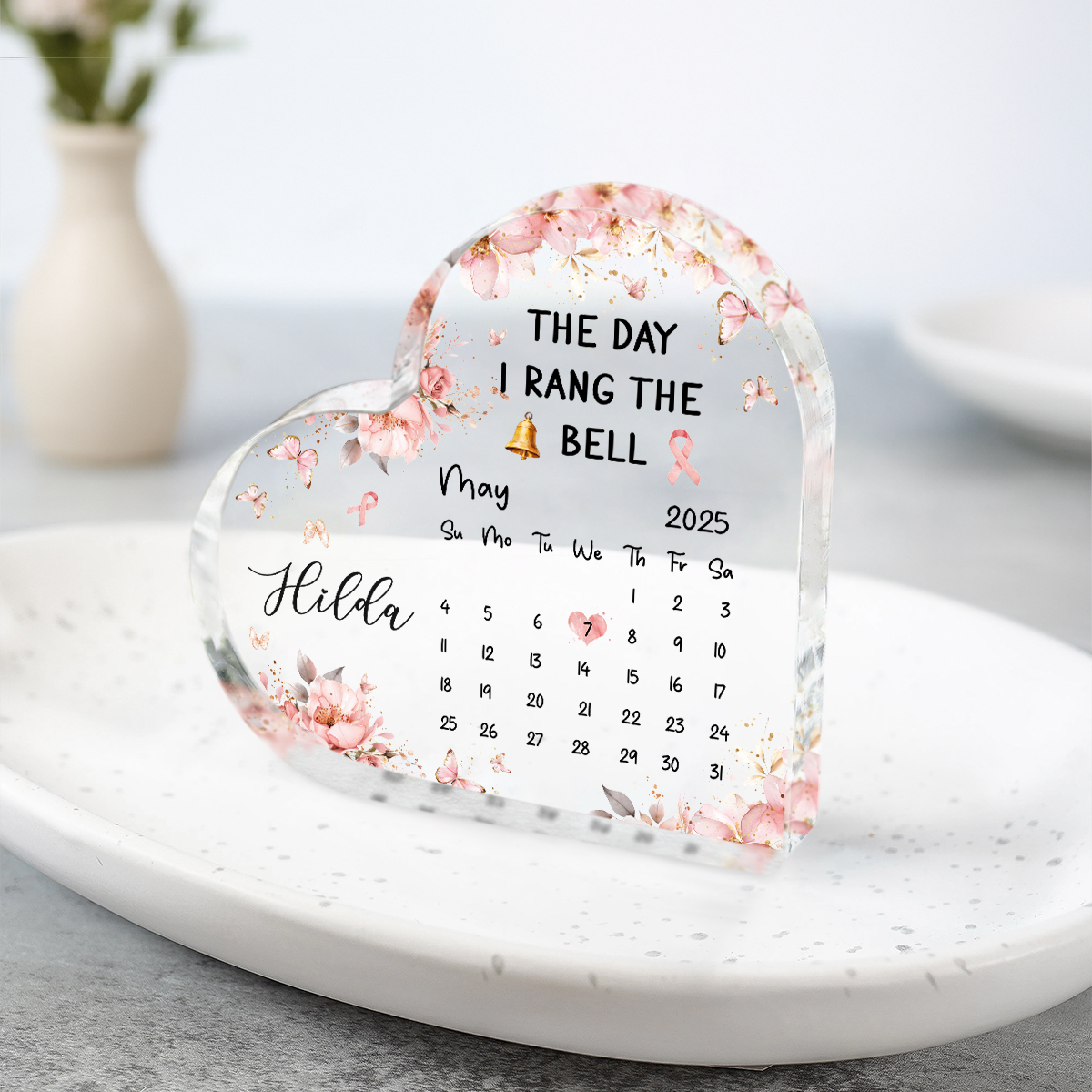 Personalized Calendar Acrylic Plaque - End of Chemo, Mastectomy Recovery Gifts, Ring the Bell Keepsake 1 Personalized Calendar Acrylic Plaque – End of Chemo, Mastectomy Recovery Gifts, Ring the Bell Keepsake