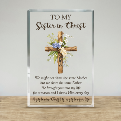 Personalized Acrylic Plaque To Sister in Christ, Religious Gifts For Sister in Christ, Catholic Nativity Keepsake Christian Friendship