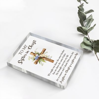 Personalized Acrylic Plaque To Sister in Christ, Religious Gifts For Sister in Christ, Catholic Nativity Keepsake Christian Friendship