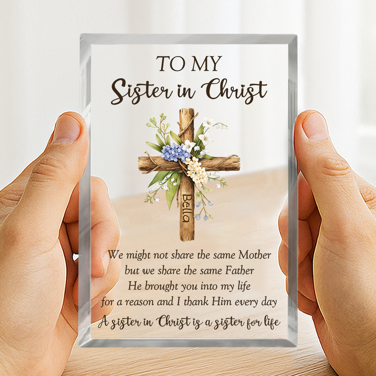 Personalized Acrylic Plaque To Sister in Christ, Religious Gifts For Sister in Christ, Catholic Nativity Keepsake Christian Friendship