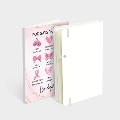 Personalized Breast Cancer Journal - God Says You Are, Positive Prayer Affirmations Notebook, Cancer Recovery Gift