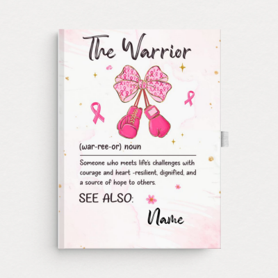 Personalized Warrior Journal, Custom Warrior Definition Notebook, Encouragement Gift for Breast Cancer