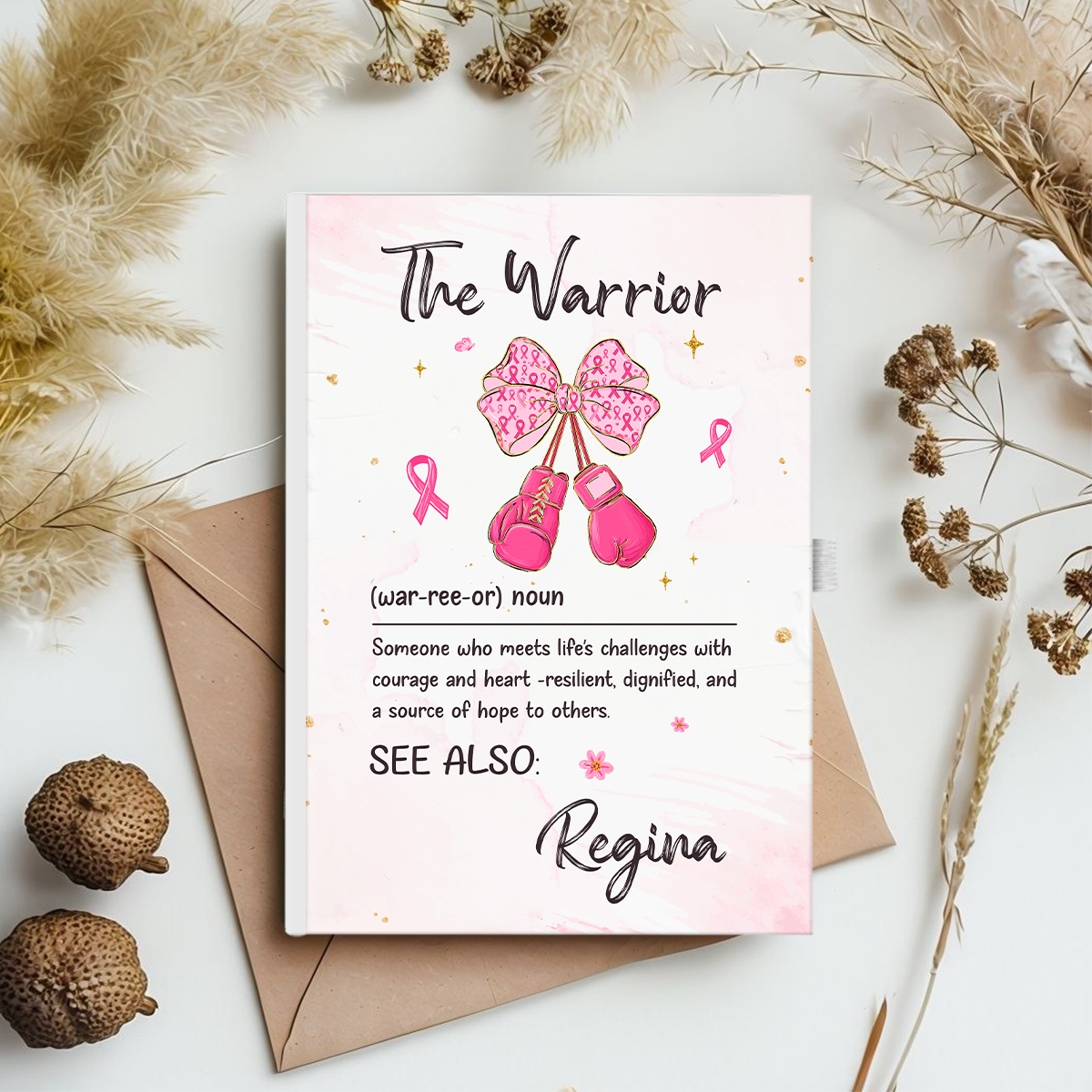 Personalized Warrior Journal, Custom Warrior Definition Notebook, Encouragement Gift for Breast Cancer