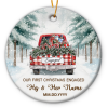 Engaged Christmas Ornament, Custom Engagement Keepsake, Personalized First Christmas Engaged, Engagement Announcement Truck