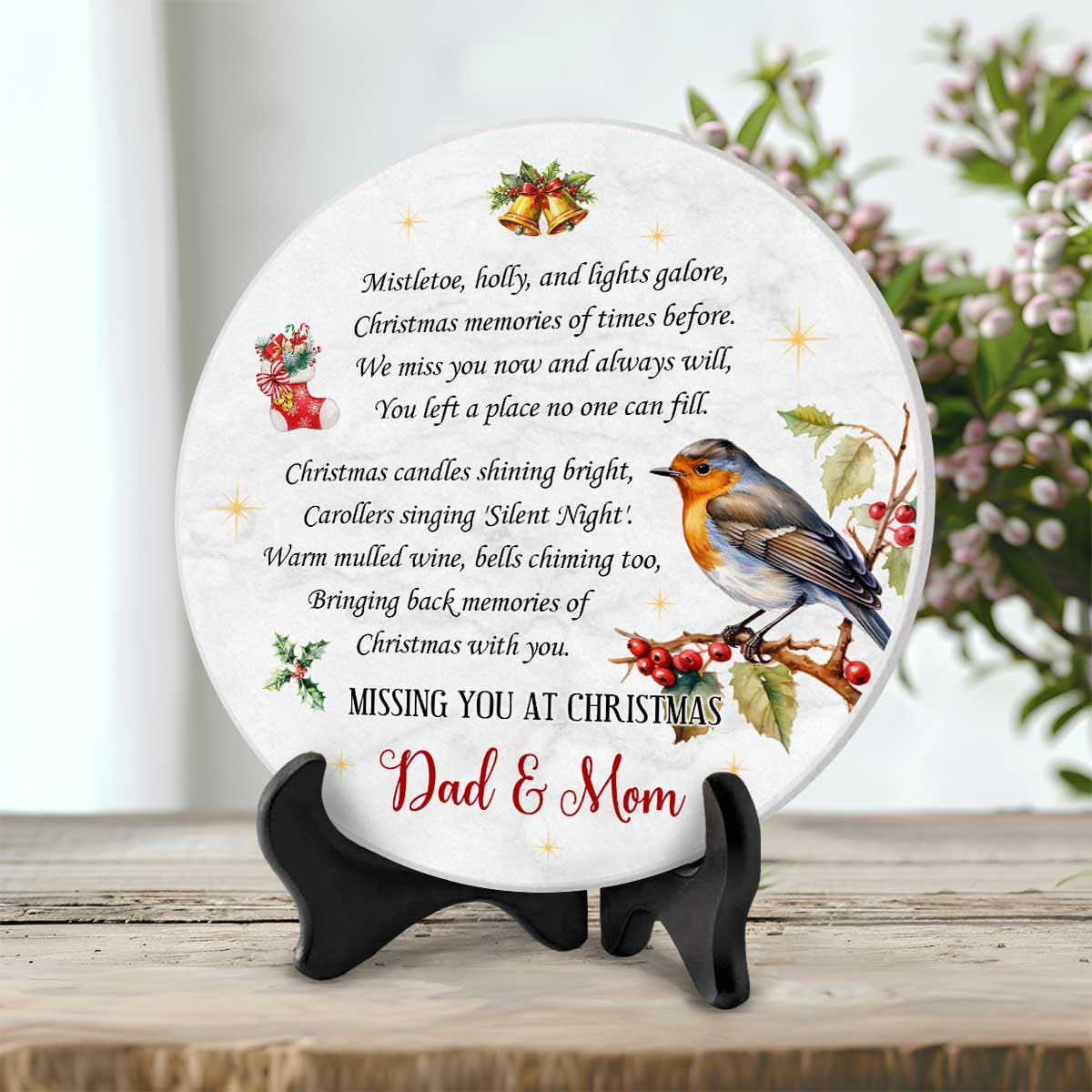 Personalized Christmas Memorial Stone, Remembrance Gift, Holiday Keepsake