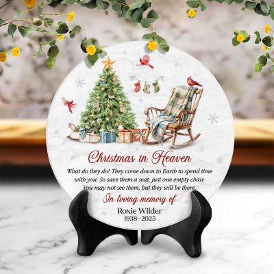 Personalized Memorial Stone Christmas In Heaven, Lost Loved One Gift, Memorial Keepsake