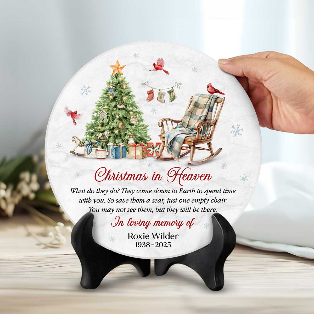 Personalized Memorial Stone Christmas In Heaven, Lost Loved One Gift, Memorial Keepsake