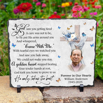 Personalized Cross Memorial Stone, Custom Engraved Memorial Headstone, Bereavement Plaque for Loss of Loved One