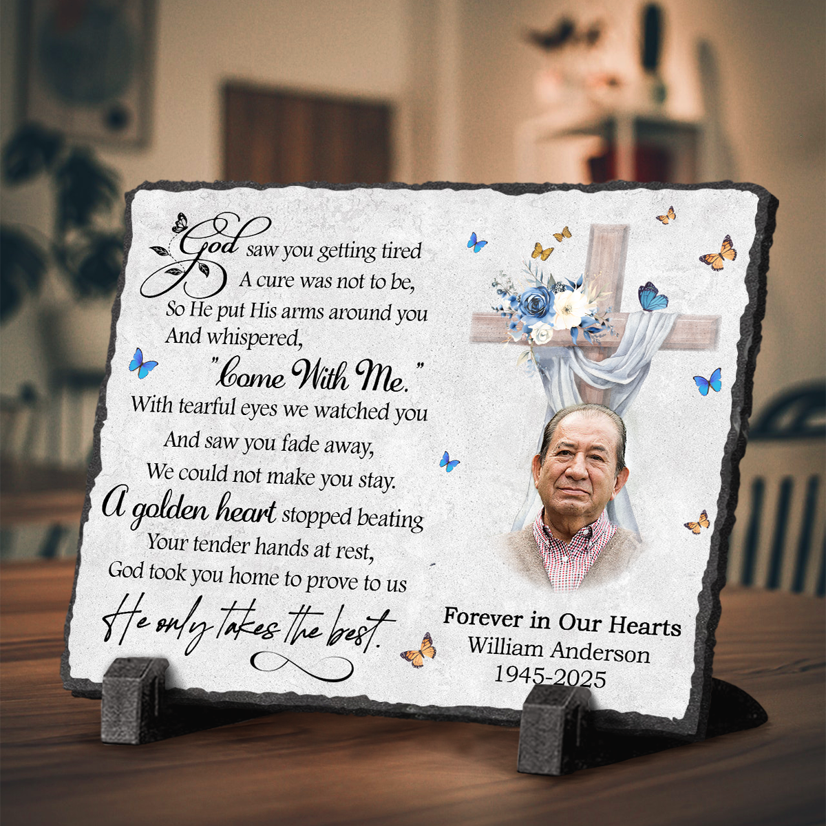 Personalized Cross Memorial Stone, Custom Engraved Memorial Headstone, Bereavement Plaque for Loss of Loved One