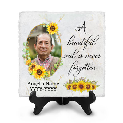 Garden Stone Personalized Photo, Memorial Plaque With Picture, Beautiful Soul Ceramic Grave Markers, Sympathy Gifts