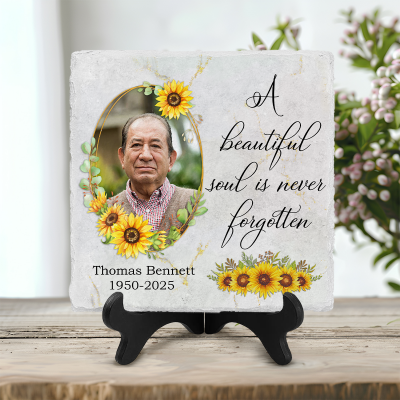 Garden Stone Personalized Photo, Memorial Plaque With Picture, Beautiful Soul Ceramic Grave Markers, Sympathy Gifts