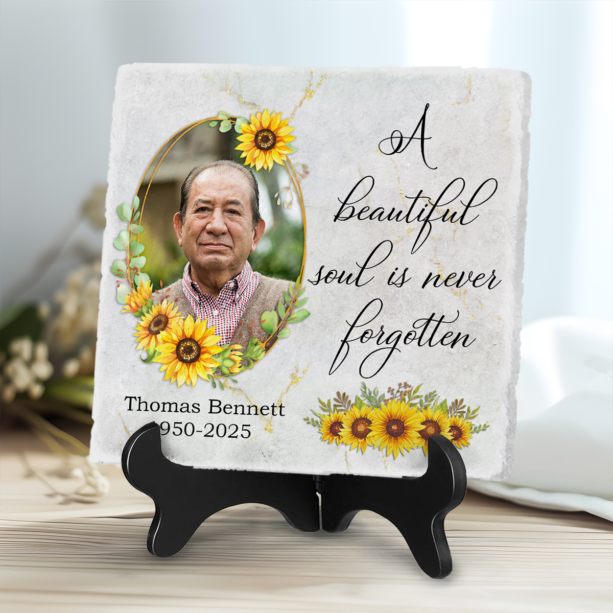 Garden Stone Personalized Photo, Memorial Plaque With Picture, Beautiful Soul Ceramic Grave Markers, Sympathy Gifts