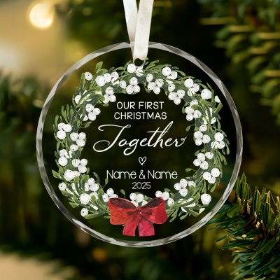Our First Christmas Together Ornament 2025, Personalised Couple Bauble Keepsake, New Couple First Christmas Keepsake