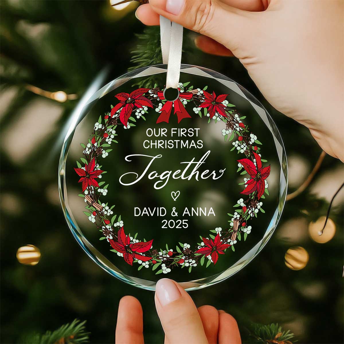Our First Christmas Together Ornament 2025, Personalised Couple Bauble Keepsake, New Couple First Christmas Keepsake 1 Our First Christmas Together Ornament 2025, Personalised Couple Bauble Keepsake, New Couple First Christmas Keepsake