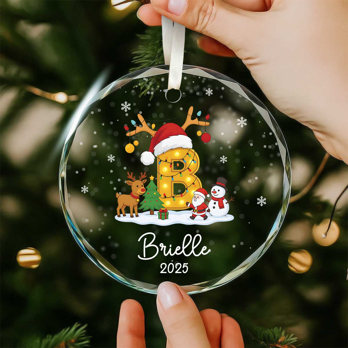 Personalized Letter Baby Name Ornament, Custom Initial Ornament with Name, Monogram Christmas Keepsake, Baby Christmas Gifts