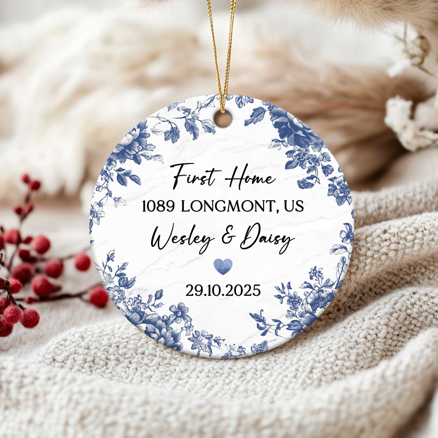 Personalised First Home Ornament With Address, Gift for New Homeowners, New Home Gift, First Home Decoration, Gift for Couples