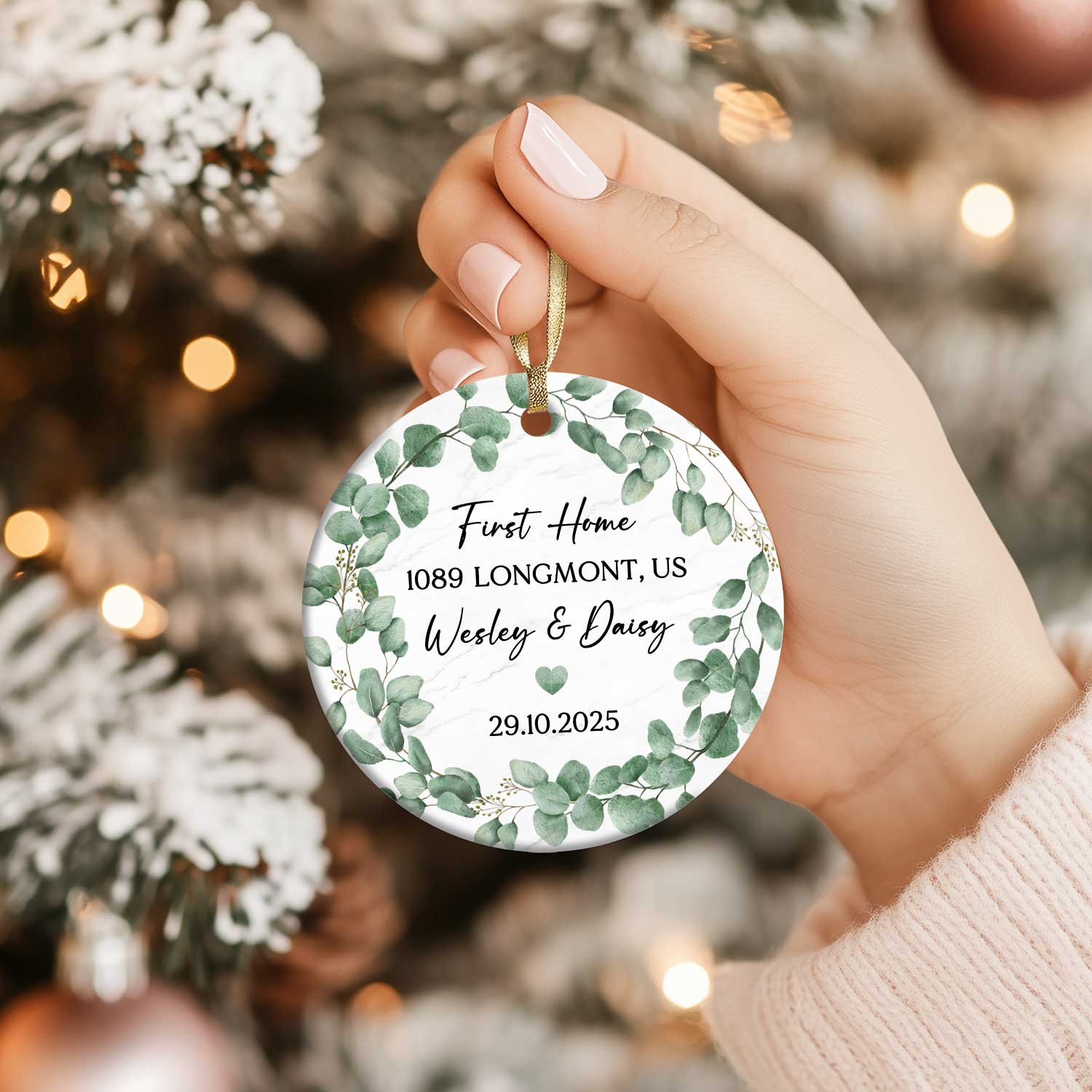 Personalised New Home Ceramic Ornament, Custom Road Name Keepsake Decoration, First Home Gift, Couples Decoration Gift