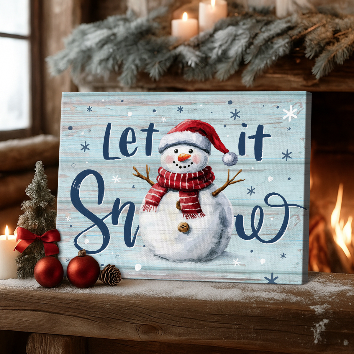 Let It Snow Wall Art, Snowman Christmas Canvas, Rustic Winter Holiday Decoration, Farmhouse Christmas Sign 1 Let It Snow Wall Art, Snowman Christmas Canvas, Rustic Winter Holiday Decoration, Farmhouse Christmas Sign