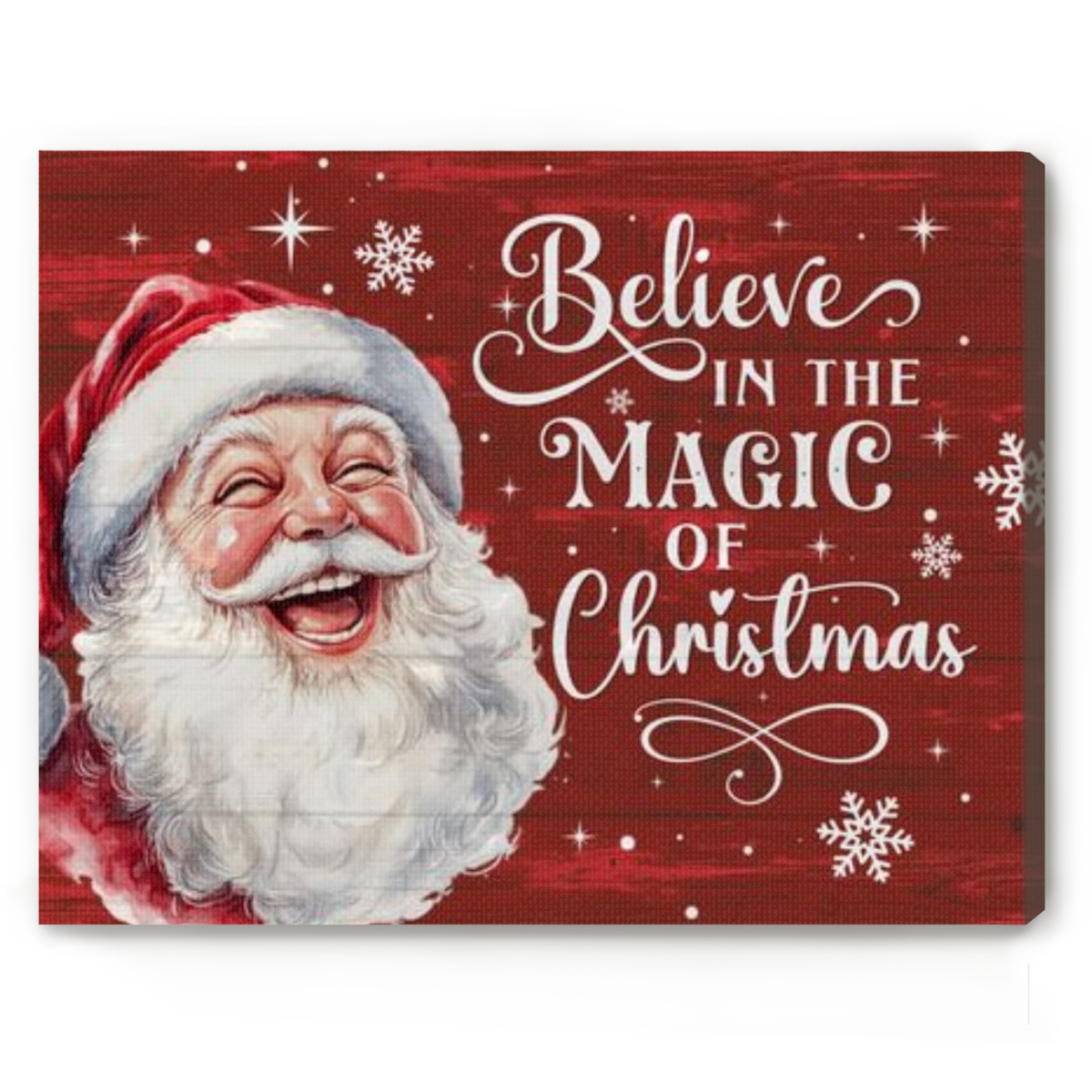 Believe in the Magic of Christmas Santa Canvas, Vintage Christmas Decor, Holiday Wall Sign Gift