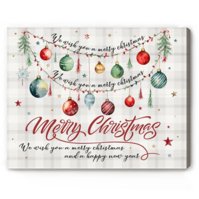 Merry Christmas Canvas Wall Art, Festive Holiday Decoration, Christmas Canvas Print, Farmhouse Christmas Sign for Home Decor