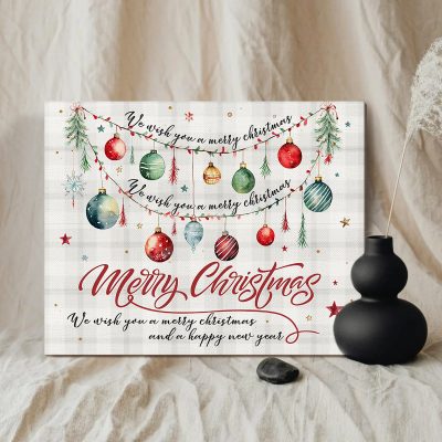 Merry Christmas Canvas Wall Art, Festive Holiday Decoration, Christmas Canvas Print, Farmhouse Christmas Sign for Home Decor