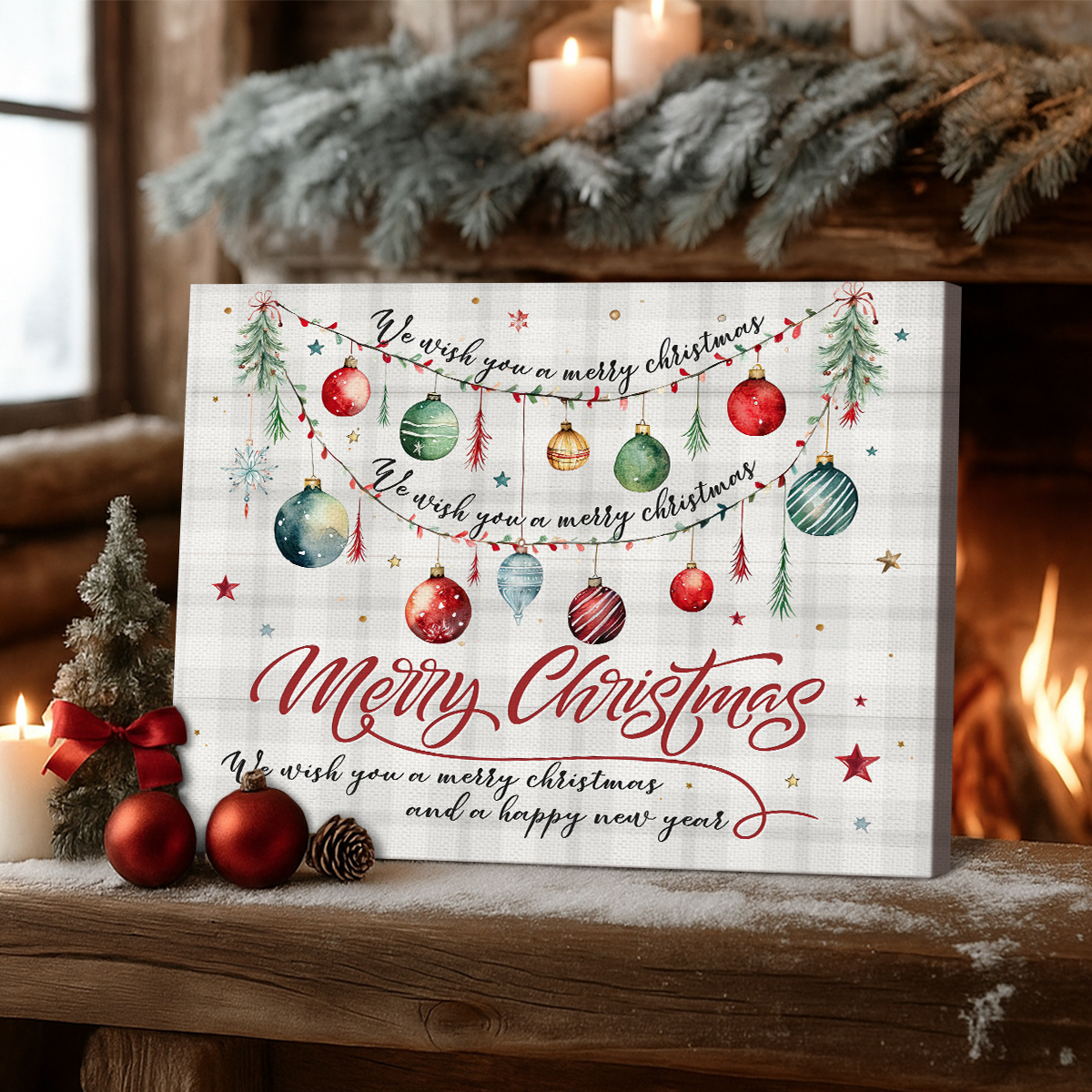 Merry Christmas Canvas Wall Art, Festive Holiday Decoration, Christmas Canvas Print, Farmhouse Christmas Sign for Home Decor 1 Merry Christmas Canvas Wall Art, Festive Holiday Decoration, Christmas Canvas Print, Farmhouse Christmas Sign for Home Decor