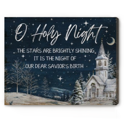 O Holy Night Christmas Canvas Wall Art, Christian Christmas Home Decor, Religious Holiday Gift for Family