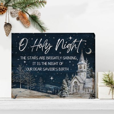 O Holy Night Christmas Canvas Wall Art, Christian Christmas Home Decor, Religious Holiday Gift for Family