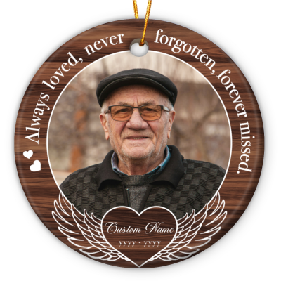 Personalized Memorial Photo Ceramic Ornament – Remembrance Christmas Gift, Custom Name and Date Keepsake, Gift for Loss of Loved One