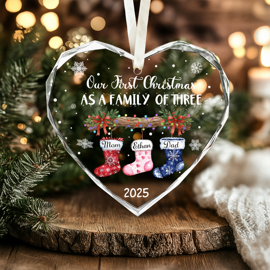 Custom Name Family of Three Ornament, Personalized Christmas Ornament, Baby’s First Christmas Gift 2025 1 Custom Name Family of Three Ornament, Personalized Christmas Ornament, Baby’s First Christmas Gift 2025