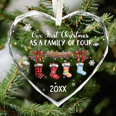 Personalised First Christmas as a Family of Four Ornament, Baby First Christmas Tree Ornament, 1st Xmas Ornament 2025