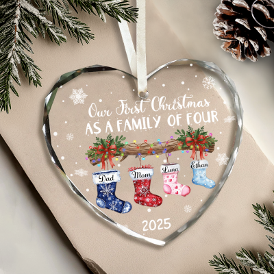 Personalised First Christmas as a Family of Four Ornament, Baby First Christmas Tree Ornament, 1st Xmas Ornament 2025