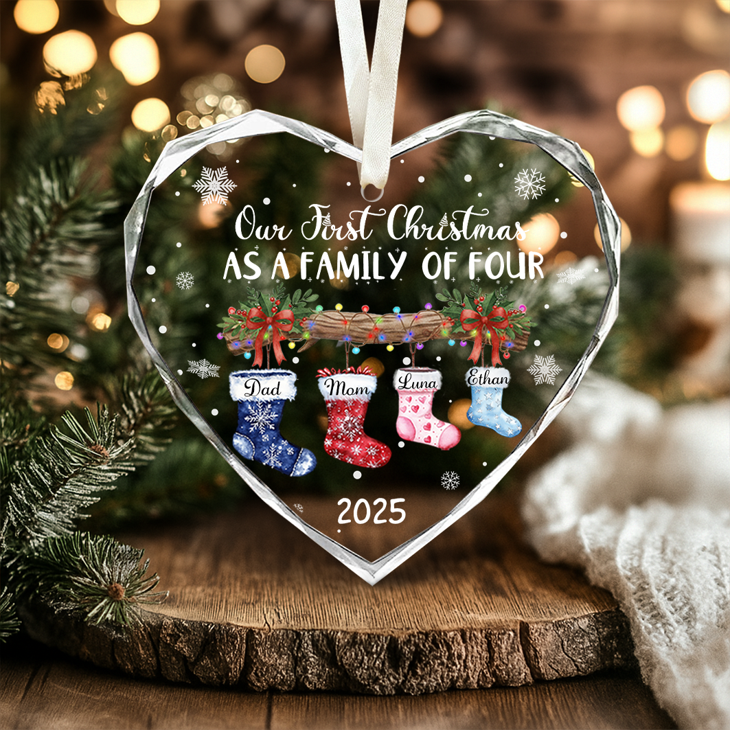 Personalised First Christmas as a Family of Four Ornament, Baby First Christmas Tree Ornament, 1st Xmas Ornament 2025 1 Personalised First Christmas as a Family of Four Ornament, Baby First Christmas Tree Ornament, 1st Xmas Ornament 2025